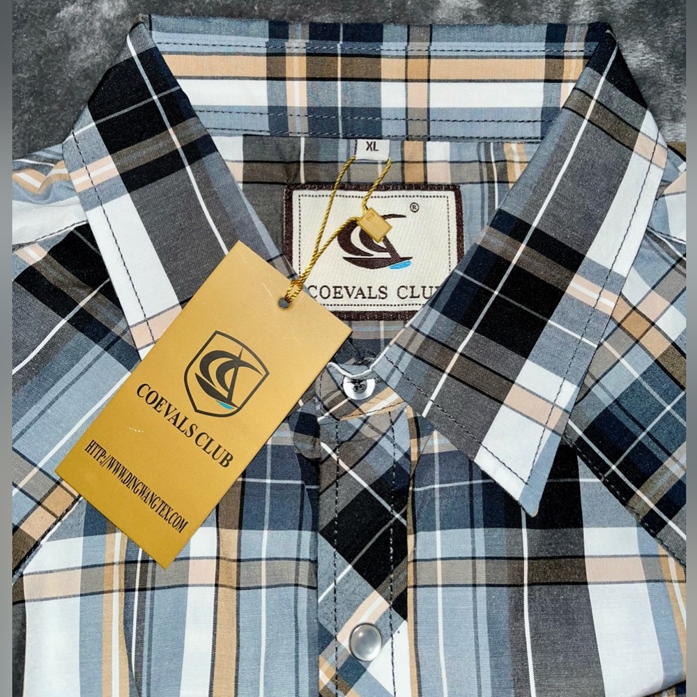 Coevals Club Men’s Casual Button Down Pearl Snap Yellow Gray #2 Size XL New - Picture 2 of 3